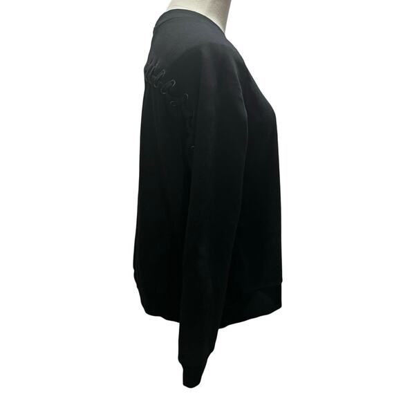 ALLSAINTS Yara Silver Grommet Laced Black Jersey Cotton Relaxed Sweatshirt med - Picture 6 of 11